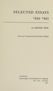 Cover of Essays by Simone Weil
