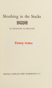 Cover of Sleuthing in the stacks by Altrocchi, Rudolph
