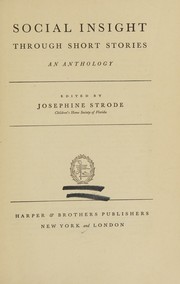 Front cover of Social insight through short stories by Josephine Strode
