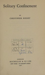 Cover of Solitary confinement by Christopher Burney