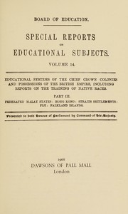 Front cover of Special reports on educational subjects by Great Britain. Board of Education.