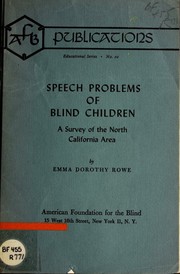 Front cover of Speech problems of blind children by Emma Dorothy Rowe