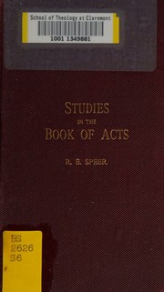 Front cover of Studies in the book of Acts by Robert E. Speer