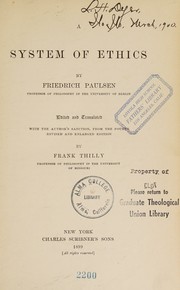 Front cover of A system of ethics by Paulsen, Friedrich
