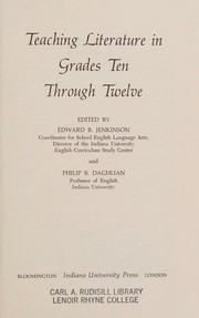 Front cover of Teaching literature in grades ten through twelve by Edward B. Jenkinson