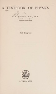 Front cover of A textbook of physics by Reginald Carr Brown