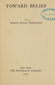 Front cover of Toward belief by Hoxie Neale Fairchild