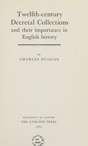 Front cover of Twelfth-century decretal collections and their importance in English history by Charles Duggan