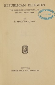 Front cover of Republican religion by G. Adolf Koch