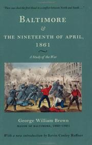 Front cover of Baltimore and the nineteenth of April 1861 by George William Brown