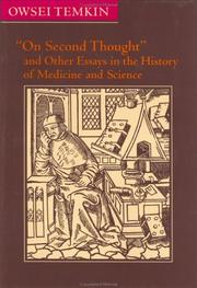 Cover of "On second thought" and other essays in the history of medicine and science by Owsei Temkin