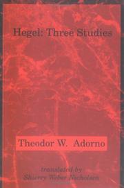 Cover of Drei Studien zu Hegel by Theodor W. Adorno
