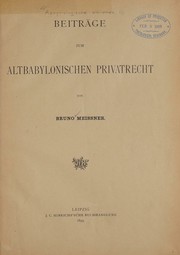Cover of Beiträge zum Altbabylonischen Privatrecht by Bruno Meissner