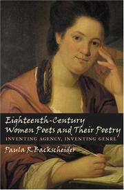 Front cover of Eighteenth-century women poets and their poetry by Paula R. Backscheider