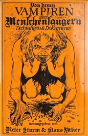 Front cover of Von denen Vampiren oder Menschensaugern by Dieter Sturm