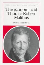 Front cover of The economics of Thomas Robert Malthus by Samuel Hollander