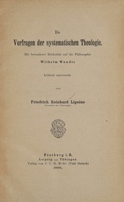 Front cover of Die Vorfragen der systematischen Theologie by Friedrich Reinhard Lipsius