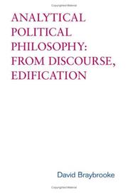 Front cover of Analytical Political Philosophy by David Braybrooke