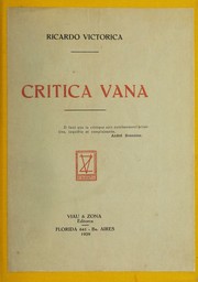 Front cover of Crítica vana .. by Ricardo Victorica