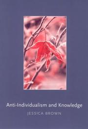 Cover of Anti-Individualism and Knowledge (Contemporary Philosophical Monographs) by Jessica Brown
