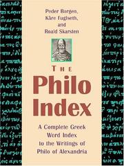 Cover of The Philo index by Peder Borgen