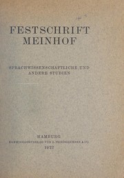Cover of Festschrift Meinhof by Carl Meinhof