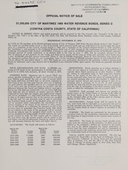 Front cover of $1,350,000 1966 water revenue bonds series C by Calif.). City Council Martinez (Contra Costa County