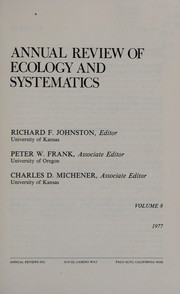 Cover of Annual Review of Ecology and Systematics by Richard F. Johnston