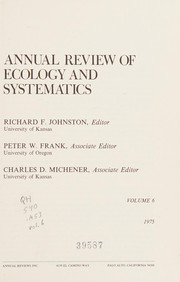 Cover of Annual Review of Ecology and Systematics by Richard F. Johnston