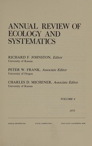 Cover of Annual Review of Ecology and Systematics by Richard F. Johnston