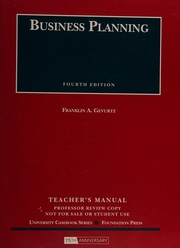 Front cover of Gevurtz's Business Planning by Franklin A. Gevurtz