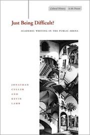 Cover of Just being difficult? by Jonathan D. Culler