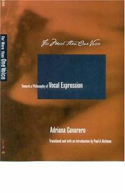 Front cover of For More than One Voice by Adriana Cavarero