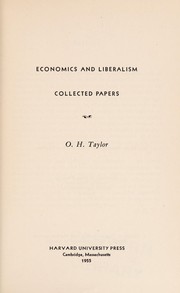 Front cover of Economics and liberalism by Overton H. Taylor