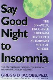 Front cover of Say good night to insomnia by Gregg D. Jacobs