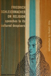 Cover of On Religion Speeches to Its Cultured Despisers by Friedrich Schleiermacher