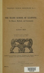 Front cover of The Maori school of learning by Elsdon Best