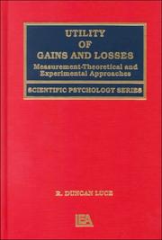 Front cover of Utility of Gains and Losses by R. Duncan Luce