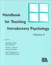 Cover of Handbook for teaching introductory psychology by Ludy T. Benjamin