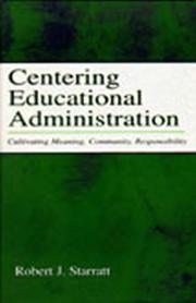 Cover of Centering Educational Administration by Robert J. Starratt