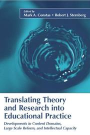 Cover of Translating Theory and Research into Educational Practice by Unknown