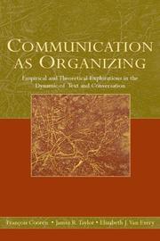 Front cover of Communication as organizing by François Cooren