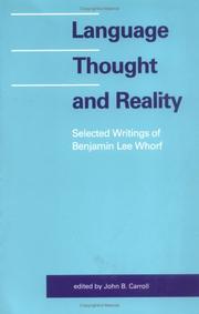 Front cover of Language, thought, and reality by Benjamin Lee Whorf