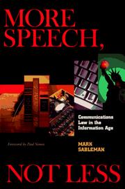 Cover of More speech, not less by Mark Sableman