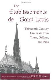 Front cover of The Etablissements De Saint Louis by F. R. P. Akehurst