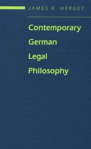 Front cover of Contemporary German legal philosophy by James E. Herget