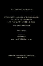Cover of Catalogus Translationum Et Commentariorum by Paul Oskar Kristeller