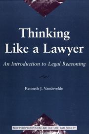 Cover of Thinking like a lawyer by Kenneth J. Vandevelde