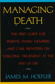 Cover of Managing  death by James M. Hoefler