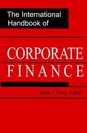 Front cover of International Handbook of Corporate Finance by Brian J. Terry